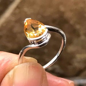 Natural 1.5ct Golden Citrine 925 Solid Sterling Silver Engagement Ring Size 6, 7, 8, 9 - Natural Rocks by Kala