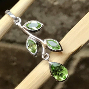 Genuine 2ct Peridot 925 Solid Sterling Silver Pendant 37mm - Natural Rocks by Kala