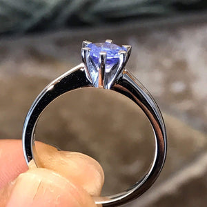 Natural 1ct Blue Tanzanite 925 Solid Sterling Silver Engagement Ring Size 6, 7, 8, 9 - Natural Rocks by Kala