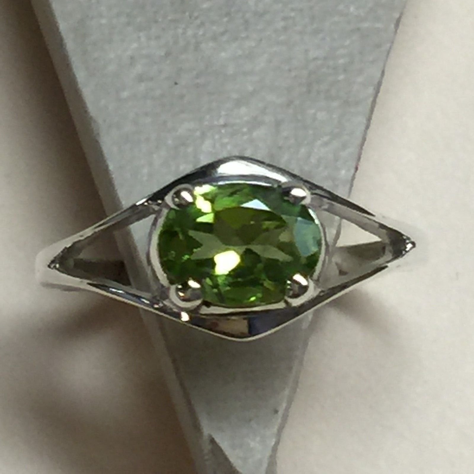 Natural 1ct Apple Green Peridot 925 Solid Sterling Silver Ring Size 6, 7 - Natural Rocks by Kala