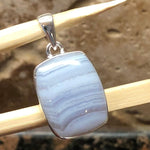 Natural Blue Lace Agate 925 Sterling Silver Pendant 35mm - Natural Rocks by Kala