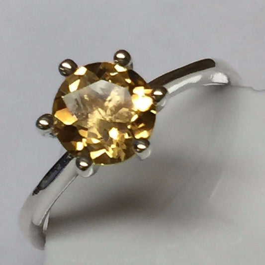 Natural 1ct Golden Citrine 925 Solid Sterling Silver Engagement Ring Size 6, 7, 8 - Natural Rocks by Kala