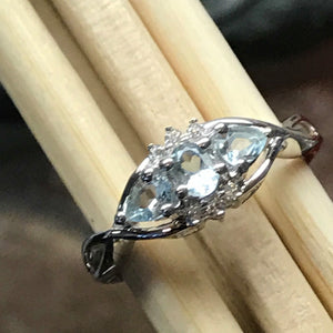 Natural 1ct Aquamarine 925 Solid Sterling Silver Engagement Ring Size 6, 7, 8, 9 - Natural Rocks by Kala
