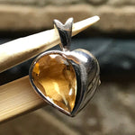 Natural 1.5ct Golden Citrine 925 Solid Sterling Silver Heart Pendant 18mm - Natural Rocks by Kala