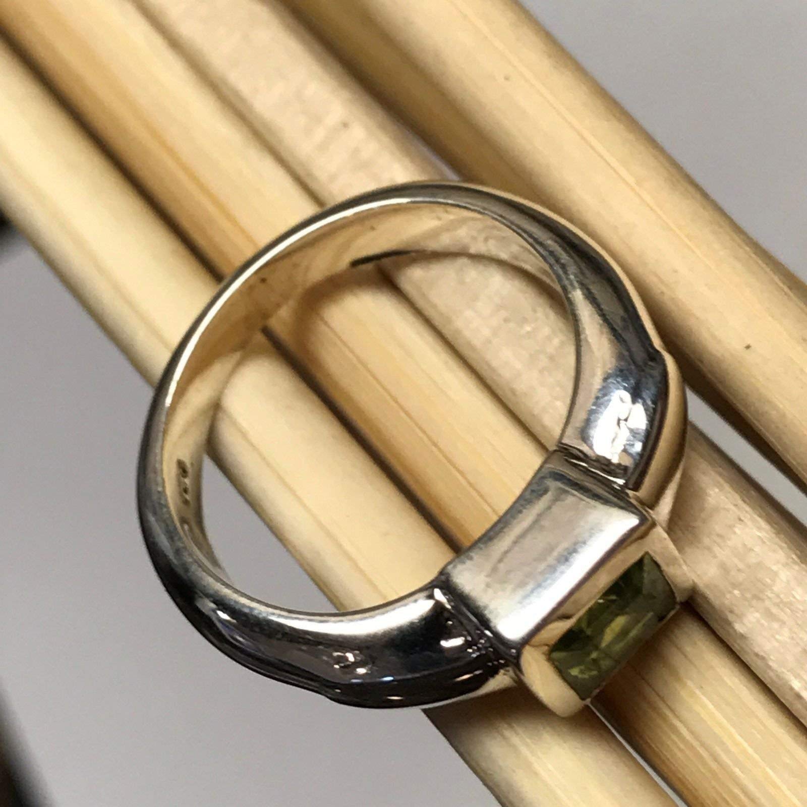 Natural 1ct Green Peridot 925 Solid Sterling Silver Engagement Ring Size 7, 8 - Natural Rocks by Kala