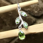 Genuine 2ct Peridot 925 Solid Sterling Silver Pendant 37mm - Natural Rocks by Kala