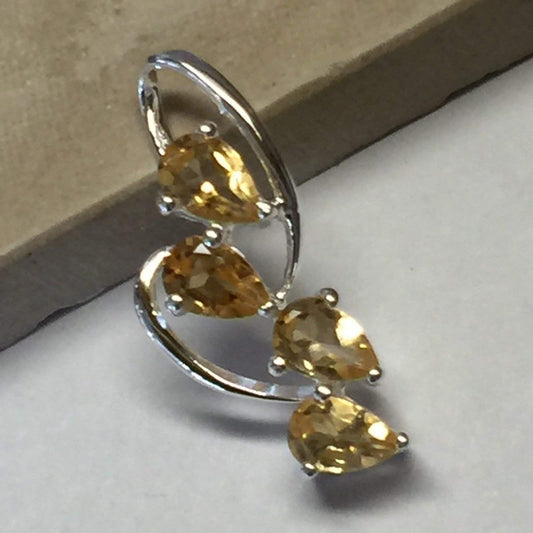 Genuine 2.5ct Golden Citrine 925 Solid Sterling Silver Journey Pendant 25mm - Natural Rocks by Kala