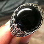 Natural Black Onyx 925 Solid Sterling Silver Men's Ring Size 10, 11, 12 - Natural Rocks by Kala