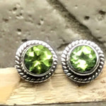 Genuine 1.5ct Green Peridot 925 Solid Sterling Silver Earrings 6mm - Natural Rocks by Kala