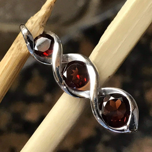 Natural 2.5ct Pyrope Garnet 925 Solid Sterling Silver Pendant 28mm - Natural Rocks by Kala