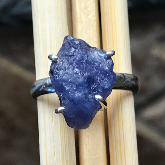 Natural Tanzanite 925 Solid Sterling Silver Ring Size 8 - Natural Rocks by Kala