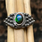 Genuine Chalama Black Opal 925 Solid Sterling Silver Engagement Ring Size 7, 8, 9 - Natural Rocks by Kala