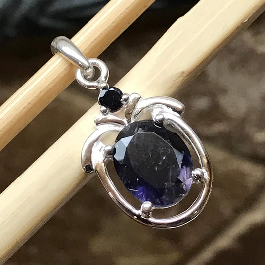 Natural 2.5ct Iolite 925 Solid Sterling Silver Pendant 25mm - Natural Rocks by Kala