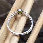 Genuine Green Tourmaline, Peridot 925 Solid Sterling Silver Engagement Ring Size 7, 8, 9 - Natural Rocks by Kala