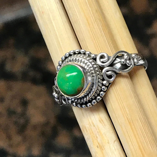 Natural Green Mohave Turquoise 925 Solid Sterling Silver Engagement Ring Size 7, 9 - Natural Rocks by Kala
