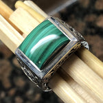 Natural Green Malachite 925 Solid Sterling Silver Men's Ring Size 10, 11 - Natural Rocks by Kala