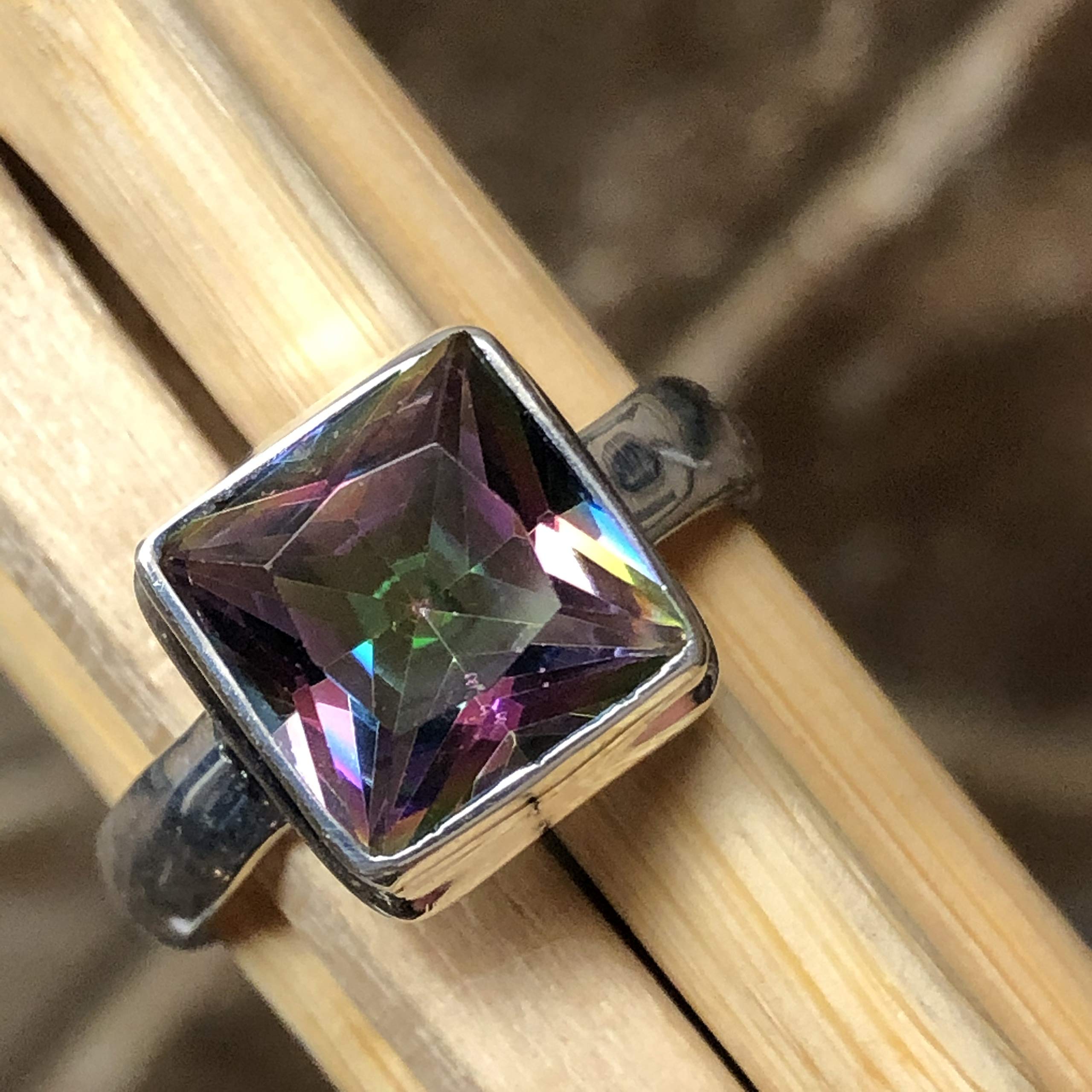 2ct Mystic Topaz 925 Solid Sterling Silver Ring Size 7, 8 - Natural Rocks by Kala
