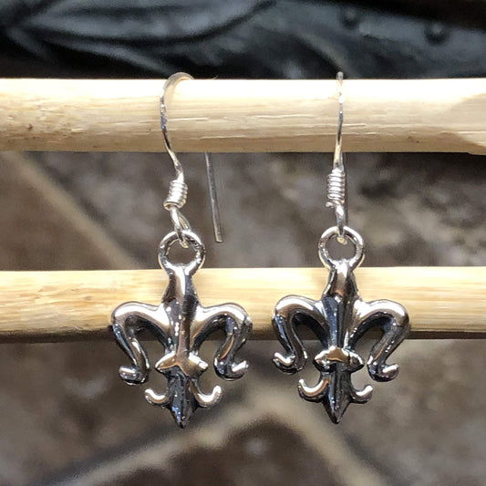 Fleur De Lis 925 Solid Sterling Silver Earrings 25mm - Natural Rocks by Kala