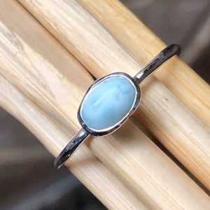 Genuine Dominican Larimar 925 Sterling Silver Engagement Ring Size 9, 10 - Natural Rocks by Kala