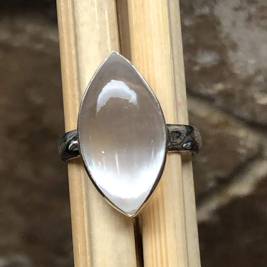 Genuine White Selenite 925 Solid Sterling Silver Ring Size 8 - Natural Rocks by Kala