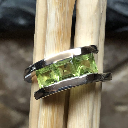 Genuine 2ct Green Peridot 925 Solid Sterling Silver Ring Size 6, 7, 8, 9 - Natural Rocks by Kala