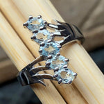 Natural 4ct Aquamarine 925 Solid Sterling Silver Ring Size 6, 7, 8 - Natural Rocks by Kala