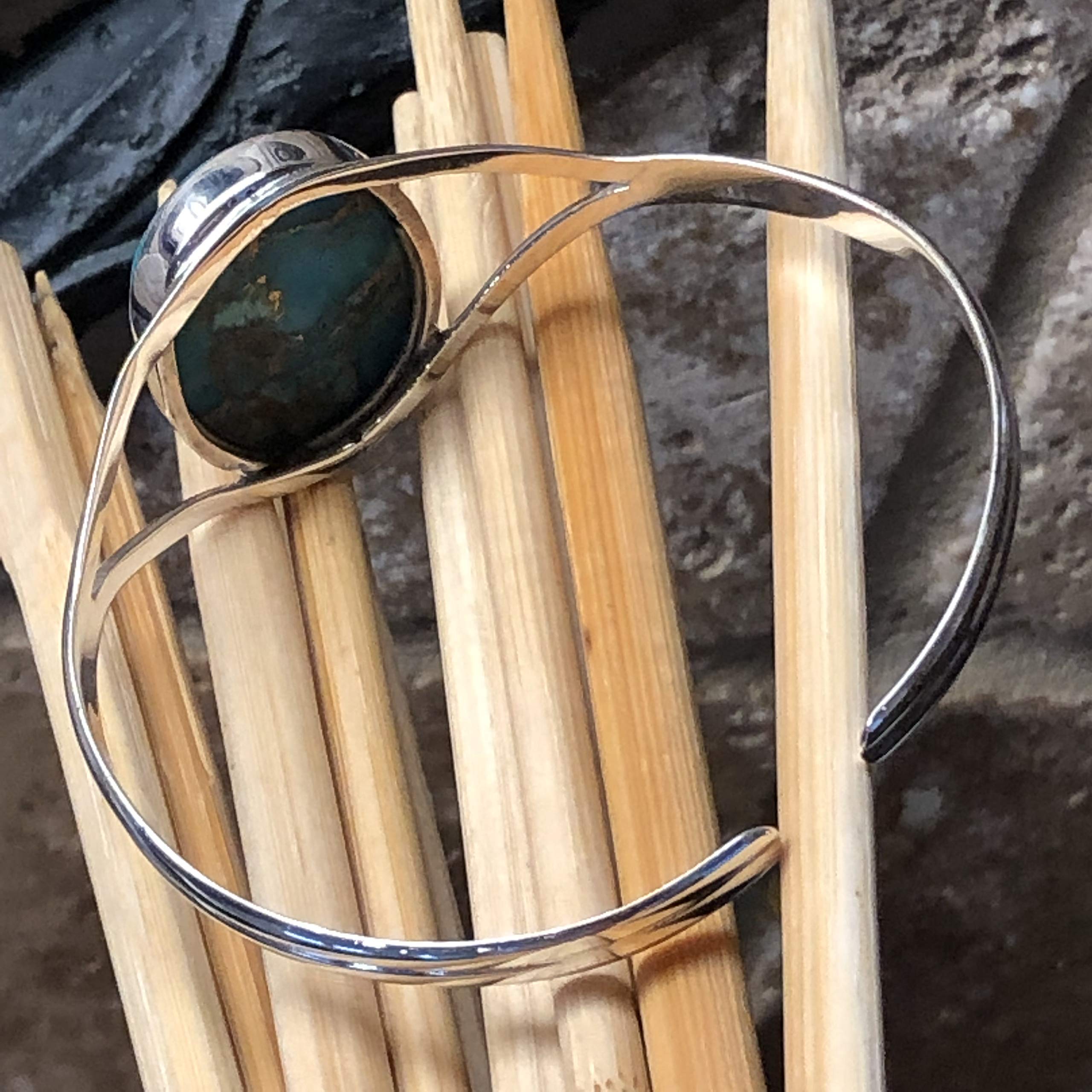 Gorgeous Blue Mohave Turquoise 925 Sterling Silver Bezel Setting Cuff Bracelet - Natural Rocks by Kala
