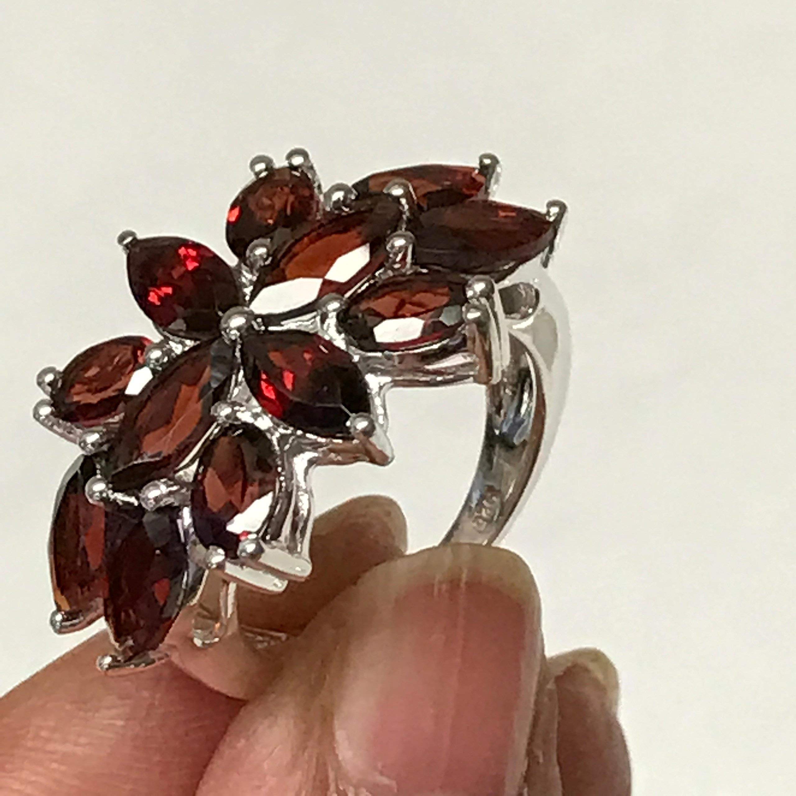 Natural 10ct Fire Garnet 925 Solid Sterling Silver Edwardian Style Ring Size 6, 8, 9 - Natural Rocks by Kala
