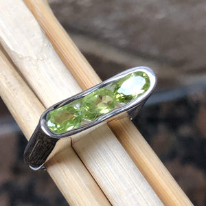 Genuine Green Peridot 925 Solid Sterling Silver Ring Size 6, 7, 8, 9, 10 - Natural Rocks by Kala