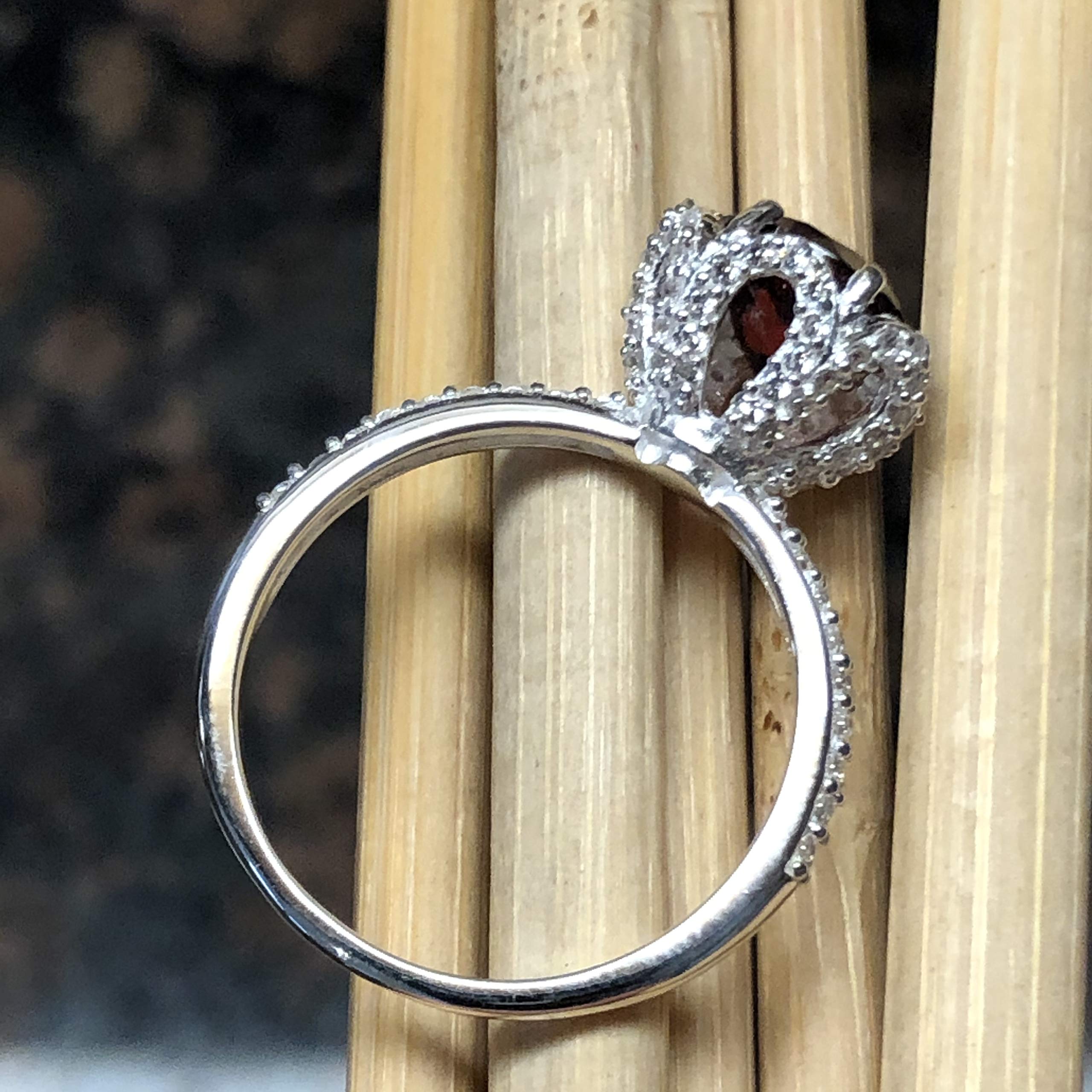Natural 1.5ct Pyrope Garnet 925 Solid Sterling Silver Engagement Ring Size 5, 6, 7, 8, 9 - Natural Rocks by Kala