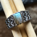 Natural Blue Iridescence Labradorite 925 Sterling Silver Men's Ring Size 7, 8, 9, 10, 11, 12, 13 - Natural Rocks by Kala