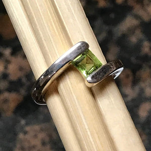 Natural 1ct Green Peridot 925 Solid Sterling Silver Engagement Ring Size 6, 7, 8, 9 - Natural Rocks by Kala