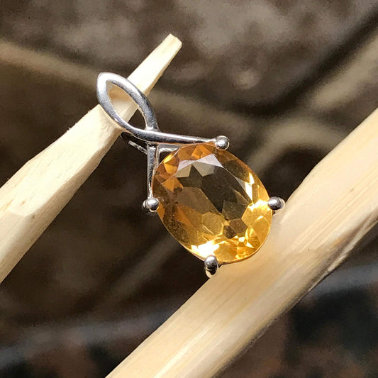 Natural 2ct Golden Citrine 925 Solid Sterling Silver Pendant 18mm - Natural Rocks by Kala