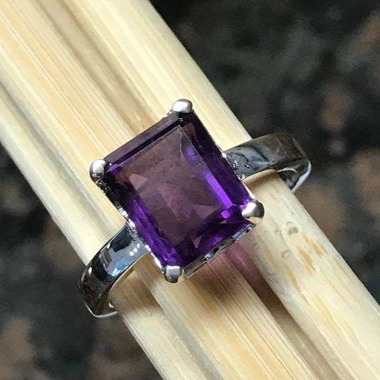 Natural 2.5ct Purple Amethyst 925 Solid Sterling Silver Ring Size 5, 6, 7, 8, 9 - Natural Rocks by Kala