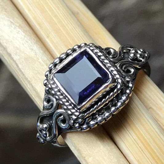 Genuine 1ct Iolite 925 Solid Sterling Silver Engagement Ring Size 6, 7.5 - Natural Rocks by Kala