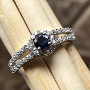 Genuine Blue Sapphire 925 Solid Sterling Silver Engagement Ring Size 6, 7, 9 - Natural Rocks by Kala