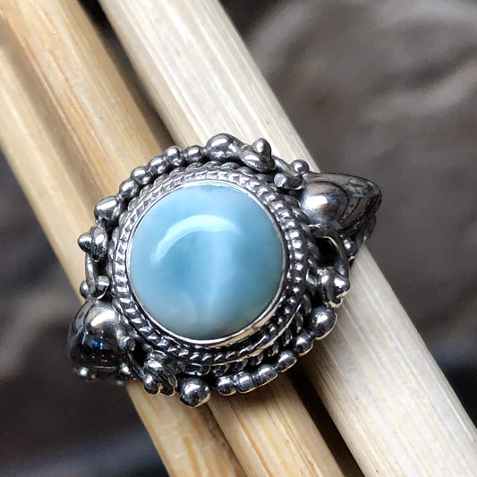 Genuine Dominican Larimar 925 Sterling Silver Engagement Ring Size 6, 8 - Natural Rocks by Kala