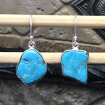 Natural Sleeping Beauty Turquoise 925 Solid Sterling Silver Earrings 30mm - Natural Rocks by Kala