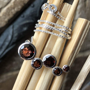 Genuine Pyrope Garnet 925 Solid Sterling Silver Journey Pendant Necklace 16" - Natural Rocks by Kala