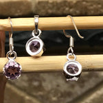 Natural 1.5ct Purple Amethyst 925 Sterling Silver Earrings and Pendant set - Natural Rocks by Kala