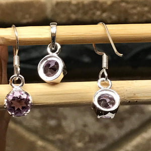 Natural 1.5ct Purple Amethyst 925 Sterling Silver Earrings and Pendant set - Natural Rocks by Kala