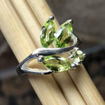 Genuine 2ct Green Peridot 925 Solid Sterling Silver Ring Size 6, 7, 8, 9 - Natural Rocks by Kala