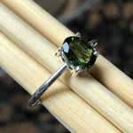 Natural 1ct Green Tourmaline 925 Solid Sterling Silver Engagement Ring Size 7, 8 - Natural Rocks by Kala