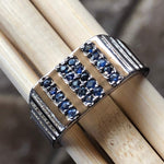 Natural Blue Sapphire 925 Solid Sterling Silver Men's Ring Size 7, 8, 9, 10 - Natural Rocks by Kala