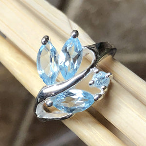 Natural 2ct Blue Topaz 925 Solid Sterling Silver Ring Size 6, 7, 8, 9 - Natural Rocks by Kala