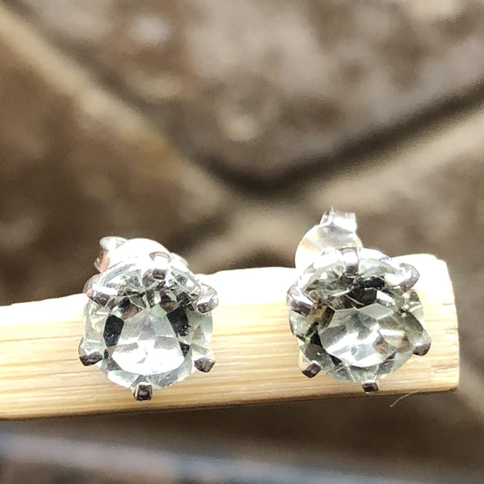 Natural 2ct Green Amethyst 925 Solid Sterling Silver Earrings 7mm - Natural Rocks by Kala