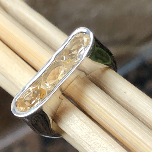 Natural 2ct Golden Citrine 925 Solid Sterling Silver Ring Size 6, 7, 8 - Natural Rocks by Kala
