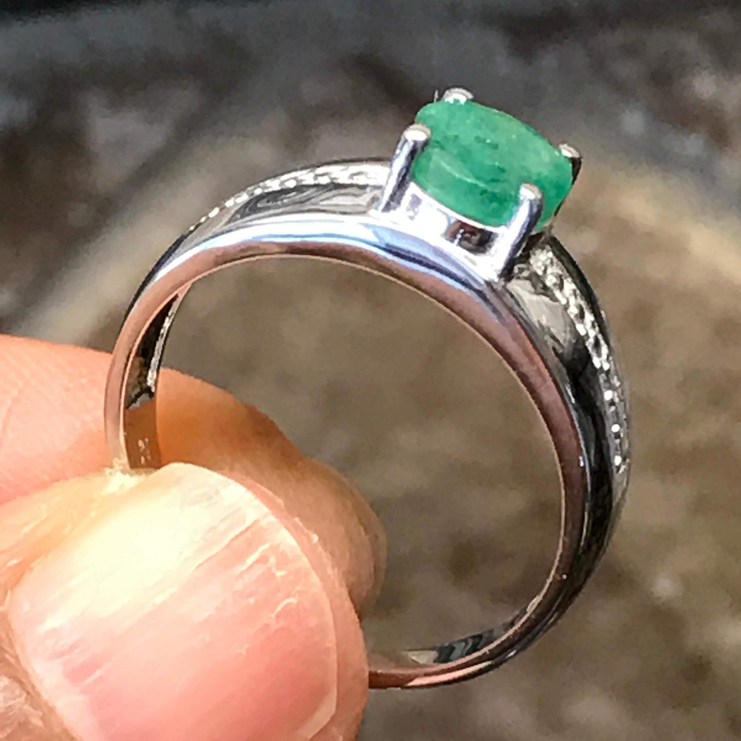 Natural 1ct Green Emerald 925 Solid Sterling Silver Unisex Engagement Ring Size 6, 9 - Natural Rocks by Kala