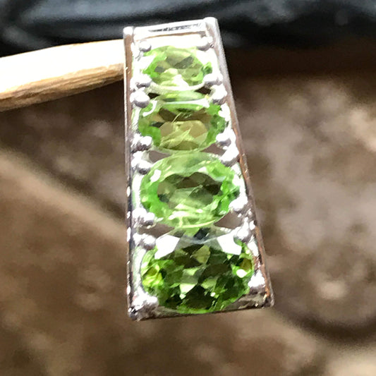Natural 2.5ct Apple Green Peridot 925 Solid Sterling Silver Designer Pendant 20mm - Natural Rocks by Kala