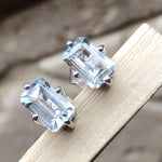 Natural 2ct Blue Aquamarine 925 Solid Sterling Silver Earrings 6mm - Natural Rocks by Kala